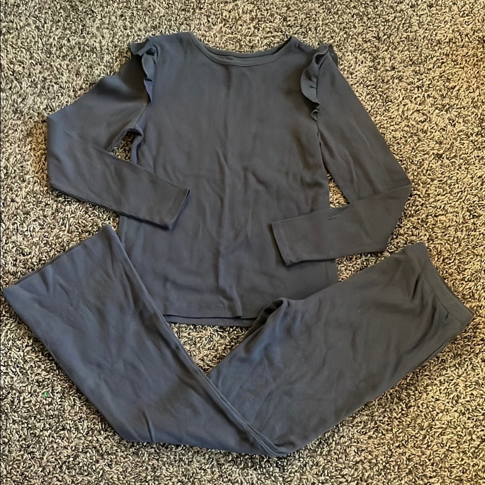 365Kids Gray Matching Set Long Sleeve Top & Flared Bottoms